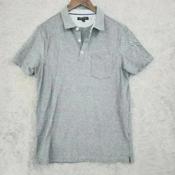 Banana Republic Mens Gray Performance Pique Polo Shirt Size L Cotton Lycra Blend - Picture 1 of 6